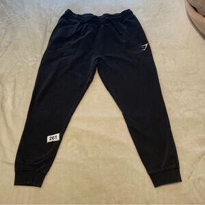 Gymshark Pants Mens Medium Black Joggers Tapered Drawstring Cuffed Ankle Sweat